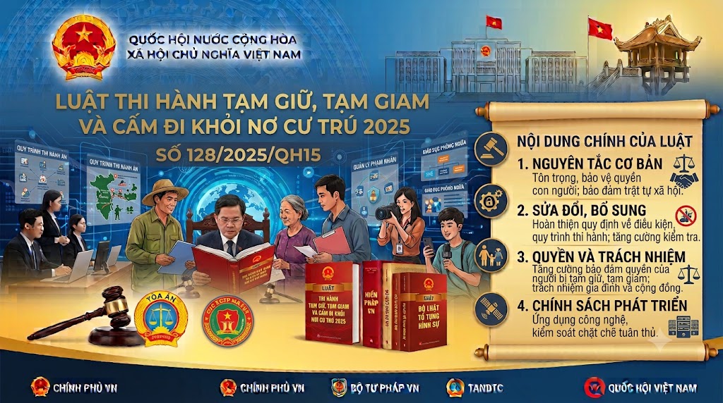 Luật Thi hành tạm giữ, tạm giam và cấm đi khỏi nơi cư trú 2025, số 128/2025/QH15
